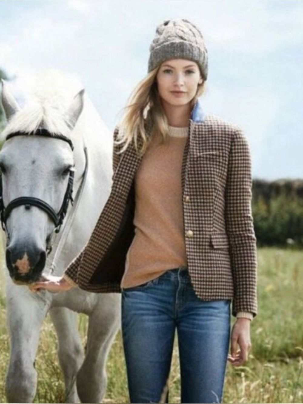 J.Crew Houndstooth Schoolboy Blazer in Camel Multi Houndstooth 0~ Excellent